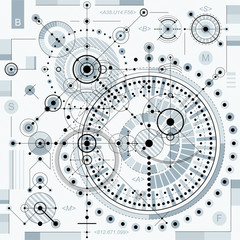 Fototapete - Vector industrial and engineering background, future technical p