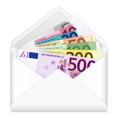 Wall Mural - envelope and euros banknotes