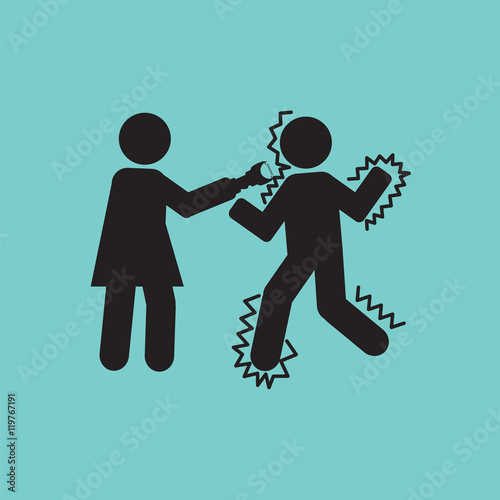 Fotografie, Obraz Woman Using A Stun Gun With A Man Vector Illustration