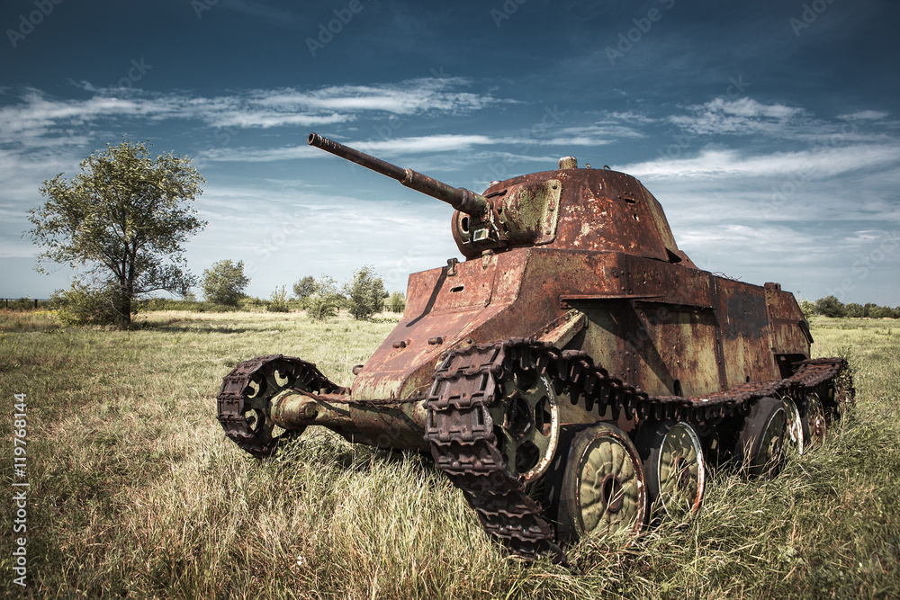 old rusty military tank Stock Photo | Adobe Stock