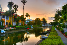 Houses On The Venice Beach Canals In California.