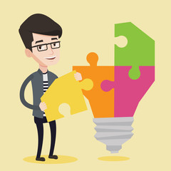 Poster - student with lightbulb vector illustration.