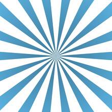 Blue White Rays Poster. Popular Ray Star Burst Background Television Vintage. Dark-light Abstract Texture With Sunburst, Flare, Beam. Retro Sunbeam Art Design. Glow Bright Pattern. Vector Illustration