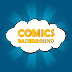 Poster - Abstract blue comics background with cloud and rays vector illustration