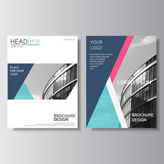 Wall Mural - Blue brochure design, annual report cover. Leaflet template. Flyer layout. Magazine cover, poster template. Presentation template. Vector illustration, eps 10