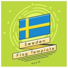 Sweden Flag  : Flag Icon With Festive Background : Vector Illustration