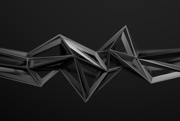 Poster - Abstract 3d rendering of chaotic surface. Background with futuristic polygonal shape. Poster with low poly object.