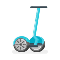 Vector flat style illustration of two-wheeled battery-powered vehicle