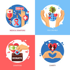 Wall Mural - Charity Design Concept Icons Set 