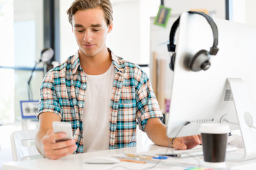 Young man working in office