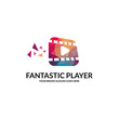 Polygonal player logo. Media player logotype