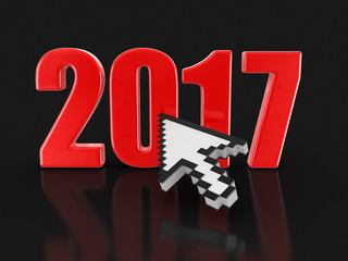 Fototapete - Cursor and 2017. Image with clipping path