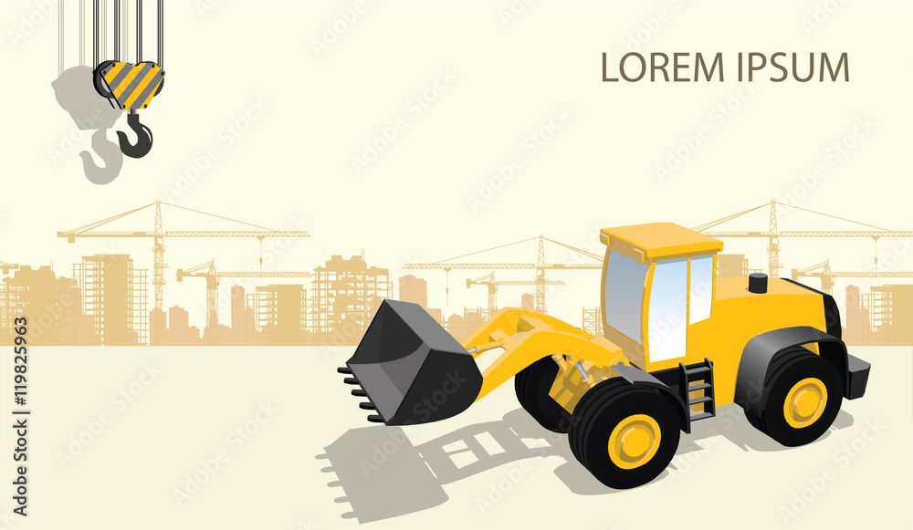 front loader undr construction flat 3d graphic Stock Vector | Adobe Stock
