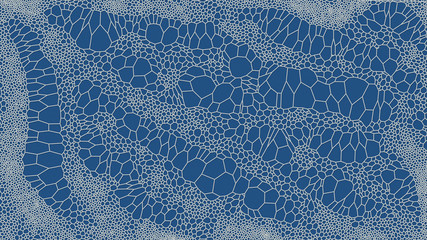 Aufkleber - Voronoi abstract white pattern on blue background. 3d rendering