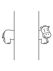 long wall half isolated behind front part comic cartoon sweet little cute baby hippo happy child