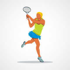 Wall Mural - tennis player, silhouette