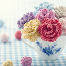 Bouquet Of Colorful Crochet Flowers