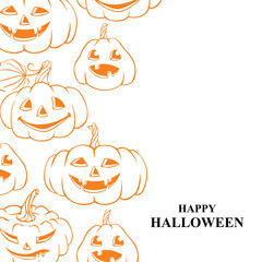 Canvas Print - Halloween card with contour pumpkins