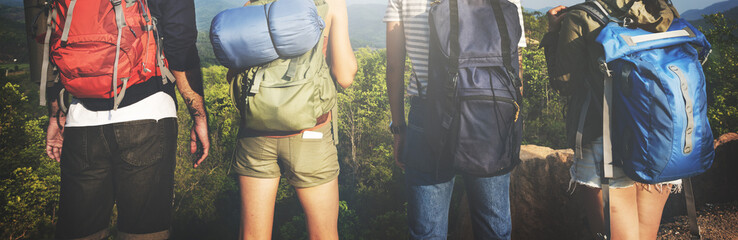 backpacker camping hiking journey travel trek concept