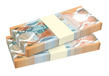 Barbadian Dollar Bills Isolated On White Background. 3D Illustration.