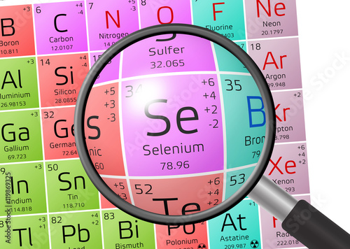 Fotografia Element of Selenium with magnifying glass