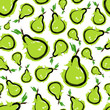 Green sketch bright pear seamless pattern