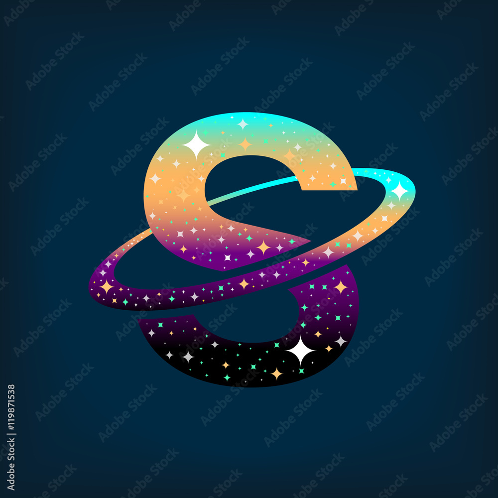 Abstract letter S logo with Space logo.Observatory,tourism,galaxy,moon ...