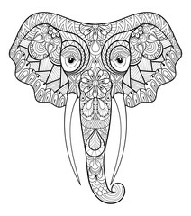 Wall Mural - Zentangle stylized ethnic indian Elephant. Freehand sketch for a