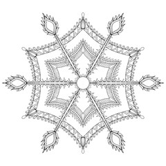 Zentangle stylized winter snowflake for Christmas, New Year. Fre