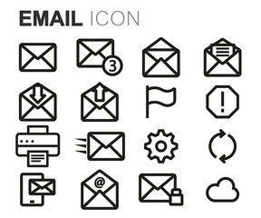 Wall Mural - Vector black line email icons set