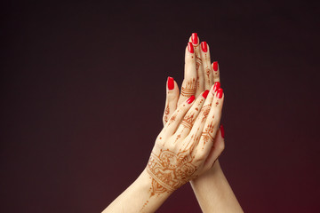 Woman Hands with mehndi