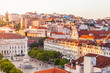 View of the central part of the Lisbon from Santa Justa Lift, Portugal. Aerial view.