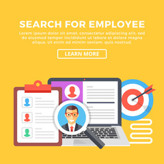 Poster - Search for employee, human resources, team management concepts. Modern graphic elements set for web banners, web design, infographics. Creative flat design vector illustration
