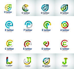 Vector set of abstract unusual web letter logo icons