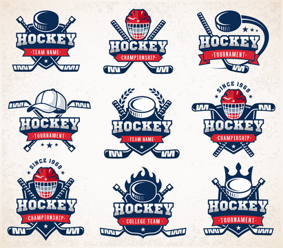 Wall Mural - Vector Hockey logo Set