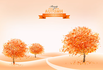 Aufkleber - Landscape autumn background. Vector.