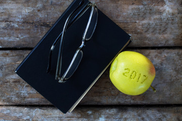 Wall Mural - book glasses and apple