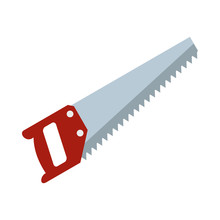 Wood Saw Icon In Flat Style Isolated On White Background. Tools Symbol Vector Illustration