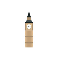 Wall Mural - Big Ben clock icon in flat style isolated on white background. Attractions symbol vector illustration