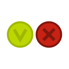 Poster - Signs of choice of tick and cross icon in flat style isolated on white background. Click and choice symbol vector illustration