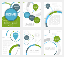 Poster - Set of business flyer template, brochure or corporate banner with circular pattern. A4 size.