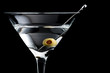 Vodka martin cocktails on black background