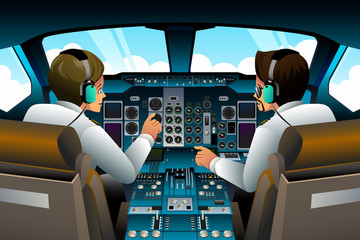 Canvas Print - Pilots in Cockpit