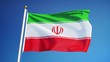 Iran flag waving against clean blue sky, seamlessly looped close up, isolated with clipping path mask alpha channel transparency
