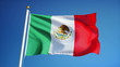 Mexico flag waving against clean blue sky, close up, isolated with clipping path mask alpha channel transparency