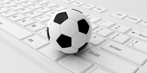 Wall Mural - Soccer ball on a keyboard. 3d illustration