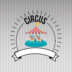 Sticker - carousel horses emblem circus vector illustration eps10 eps 10