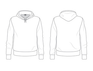 Men's hoodie template, front and back view