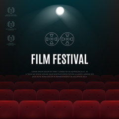 Wall Mural - Cinema, film festival vector abstract poster, background