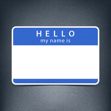 Blue Blank Tag Sticker HELLO My Name Is